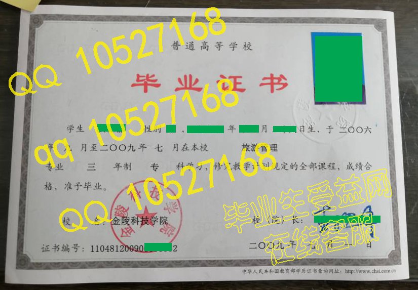 金陵科技学院毕业证样板/模板